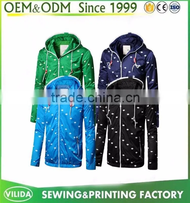 100% Polyester WaterProof Men Jacket Wholesale Printing Running outer Sports Jacket in Guangzhou factory