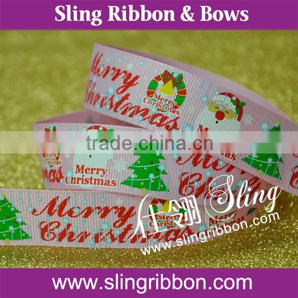 2015 Hot Sale Custom Christmas Tree Printed Ribbon For Decoration