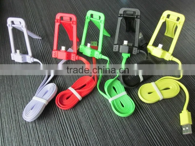 Creative ideas 2016 colorful flat usb 2.0 cable charger able with holder stand