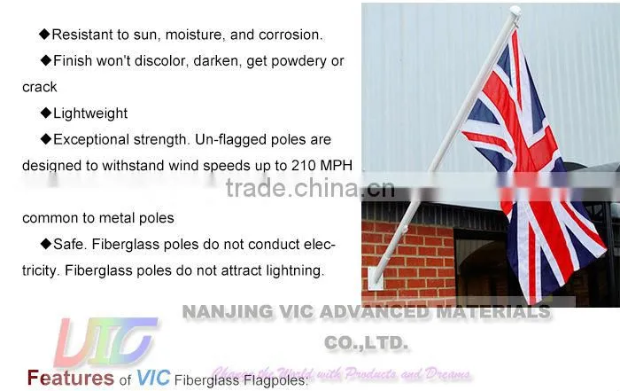 Fiberglass Rod Tube Used As Flag Pole,High Strength Fiberglass FRP Flag Pole,UV Resistant,Colorful,Made In China