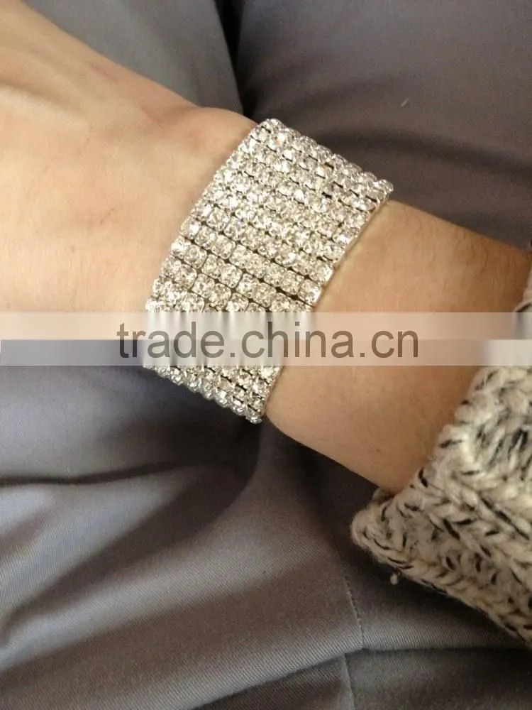 Hot Fashion 4/5/8 Rows Crystal Rhinestone Wedding Bridal Bracelet Bangle