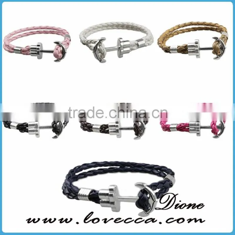 VIRGINSTONE Matt Black Anchor on Nylon Rope Nautical Band Bracelet