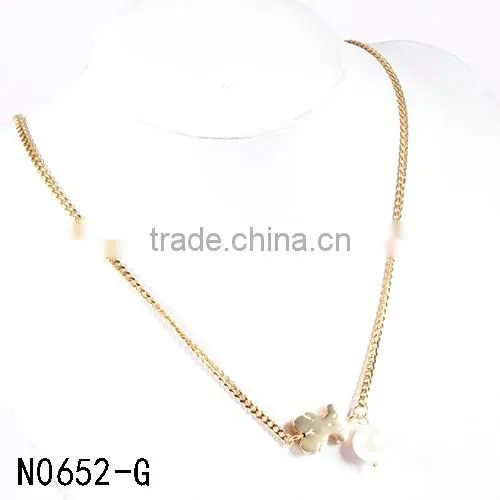 wholesale fashion jewelry gold chain stainless steel bear pendant necklaces