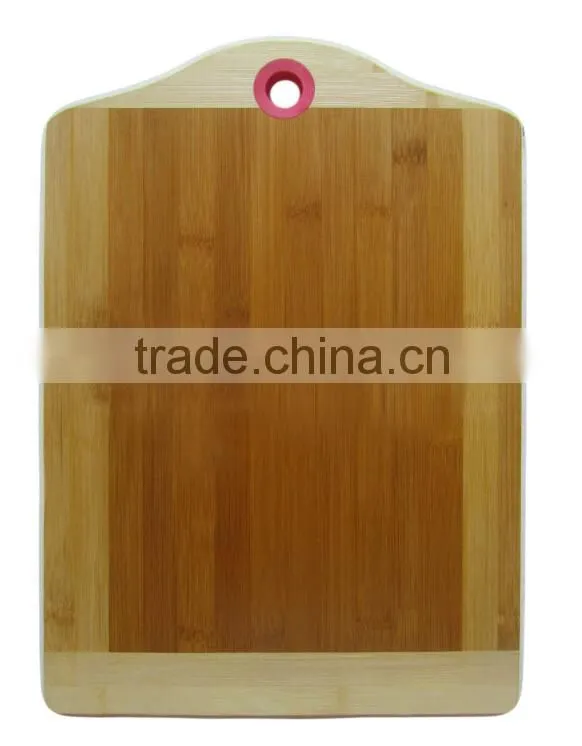 Silicone Hanging Circle 2 Color Tone Cheese Bamboo Wooden Chopping Board Set