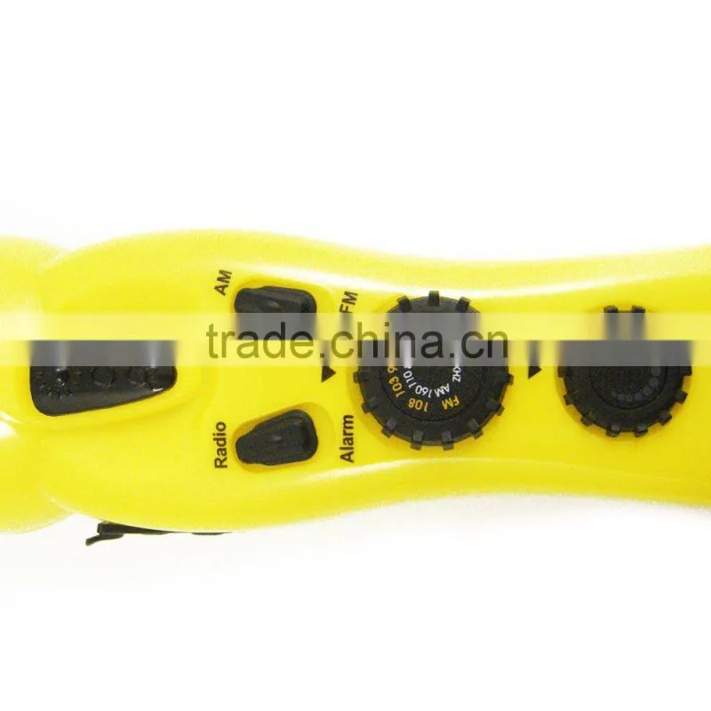 dynamo hand crank flashlight am/fm radio with led flashlight