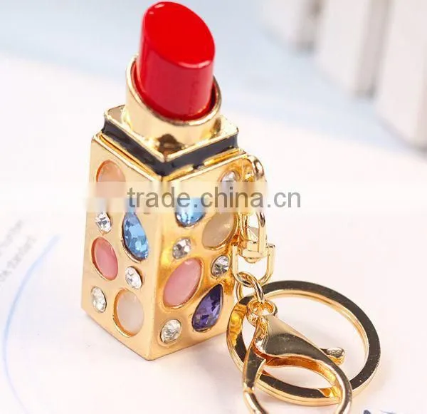 2014 Latest Crystal Lipstick Key Chain, Gift Bag Pendant ZTKC-154