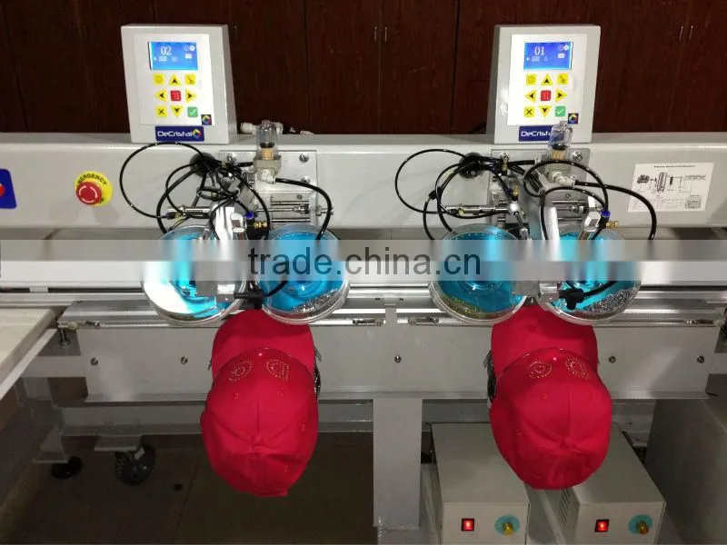 Decristal Multi-head automatic ultrosonic rhinestone hotfix machine on T-shirt