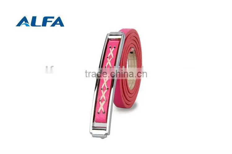 New Rectangle Snap Buckle Leather Belt