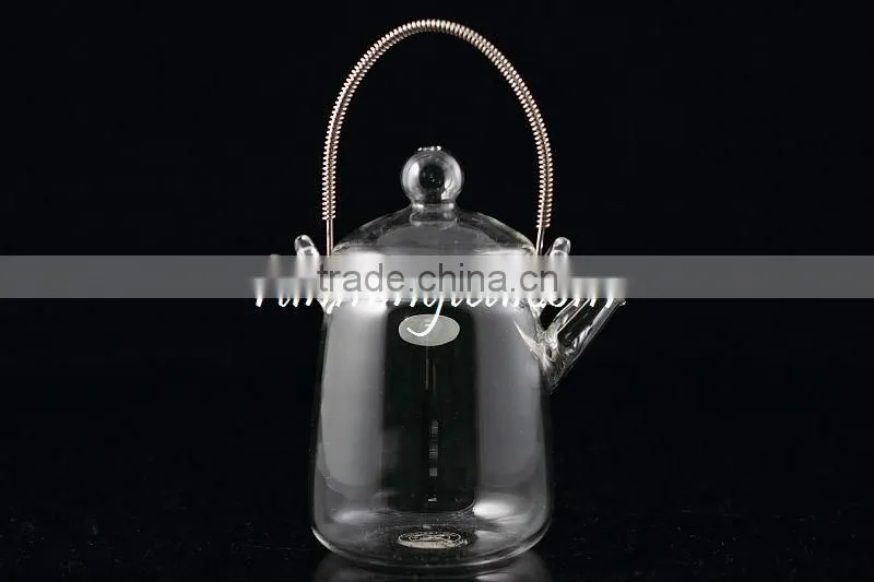 Heat Resistant Borocilicate Tall Glass flower Tea Pot / Teapot With Stainless Steel Insert Spout - 380ml