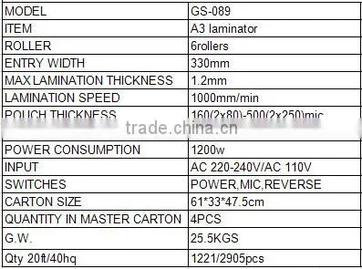 six rollers office equipment photo paper laminator