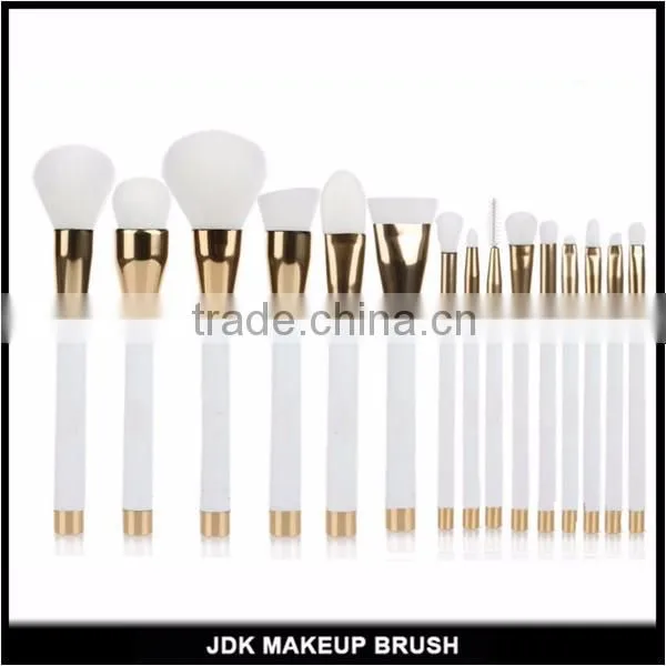 Low MOQ hottest selling unique design 15pcs cosmetic makeup brush set with colorful hair