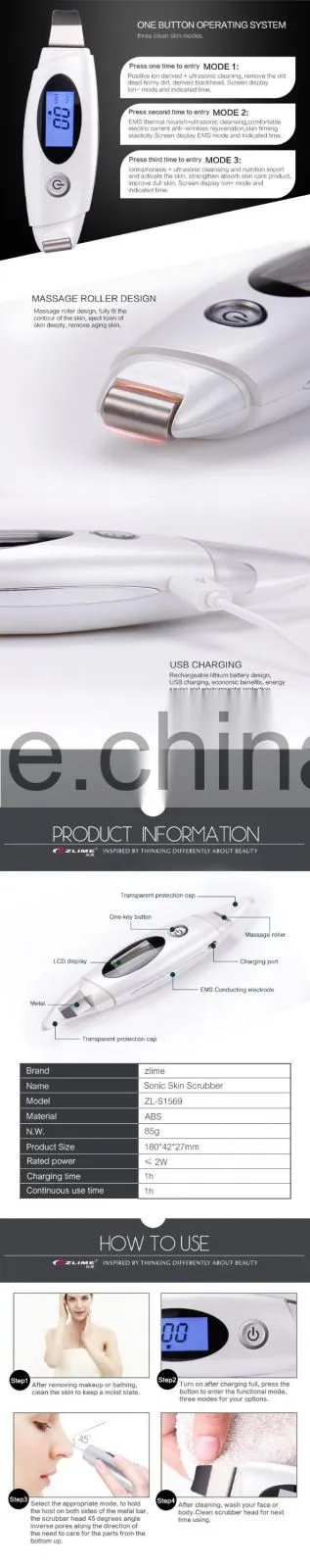 (CE) hot sale ultrasonoic scrubber peeling/exfoliator sonic peeler skin scrubber home use