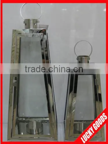 set of 3 pyramid mordern decorative Stainless steel lantern for wedding decoration