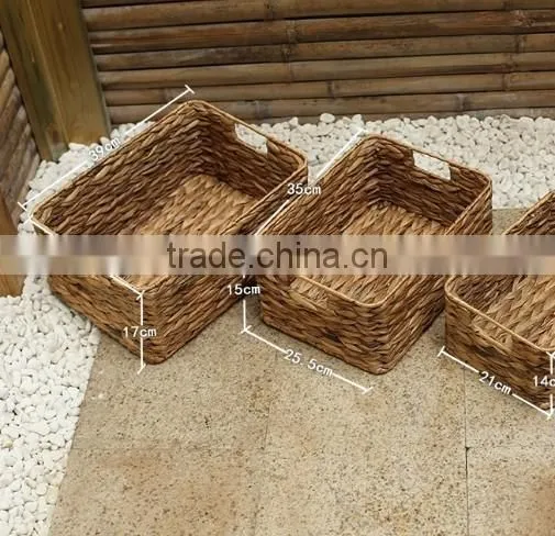 new style wholesales handmade woven water hyacinth make straw storage baskets sundries