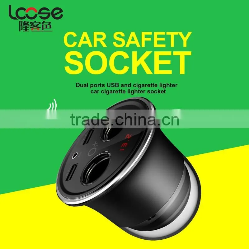 2017 Double cigarette car cigarette lighter socket dual usb car charger