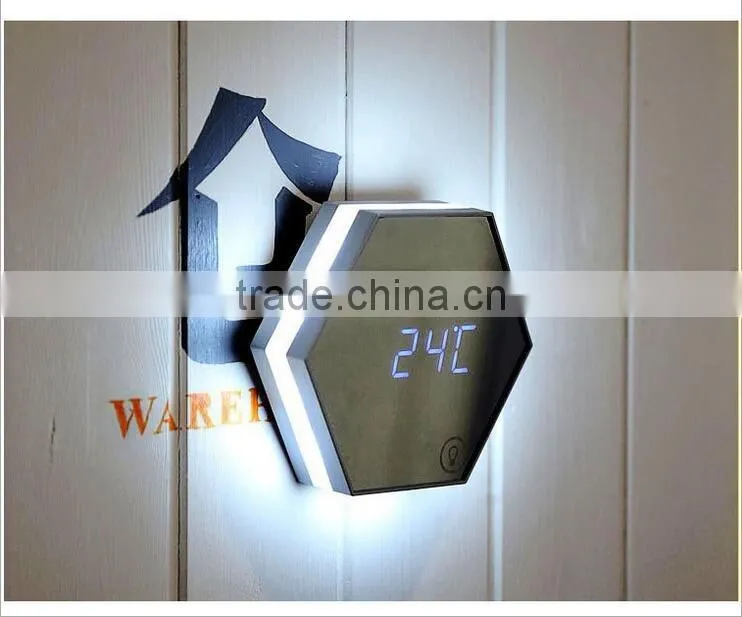 multifunction mirroring alarm clock with led digital thermometer cosmetic mirror night-lighting alarm clock