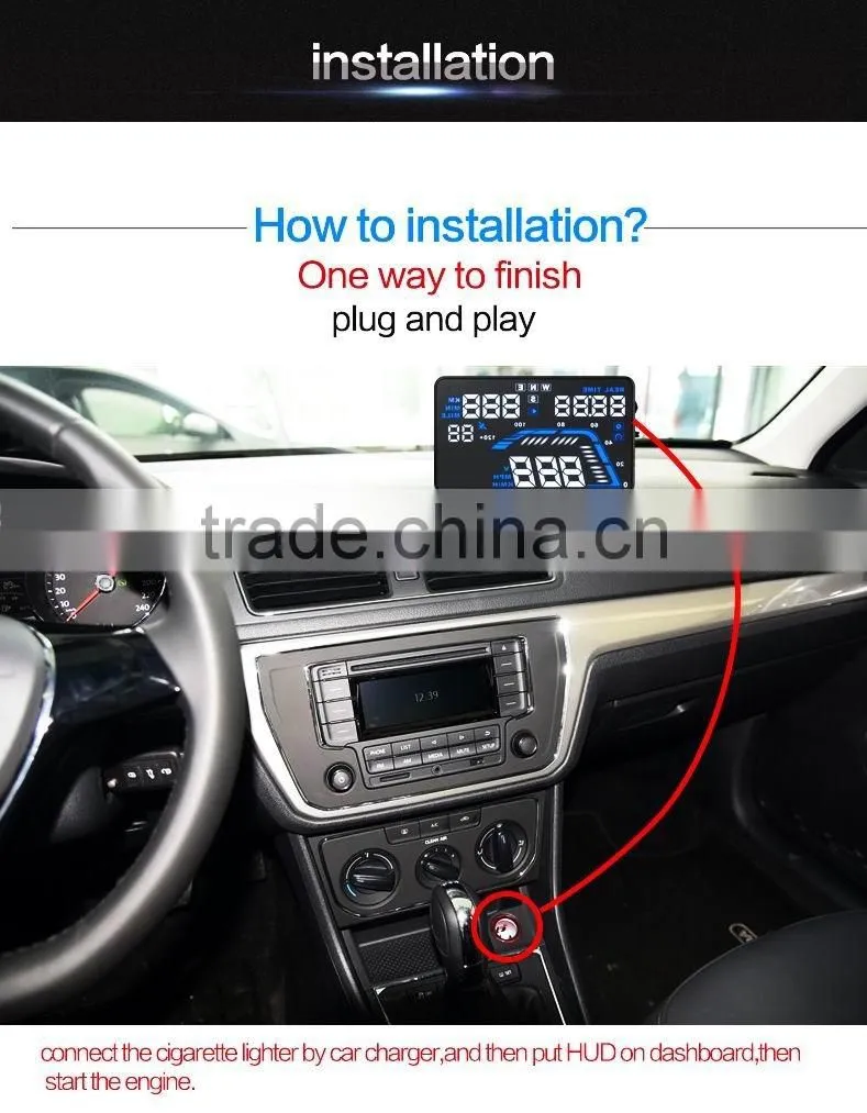 5.5'' GPS Universal Car HUD Head Up Display Car Alarm System Speed Warning With Campass