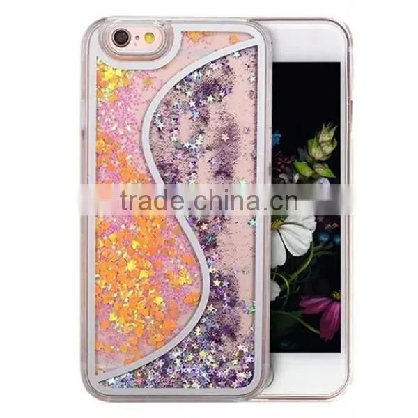 Bicolor Quicksand Glitter PC Material Phone Case For iPhone 6 6 Plus