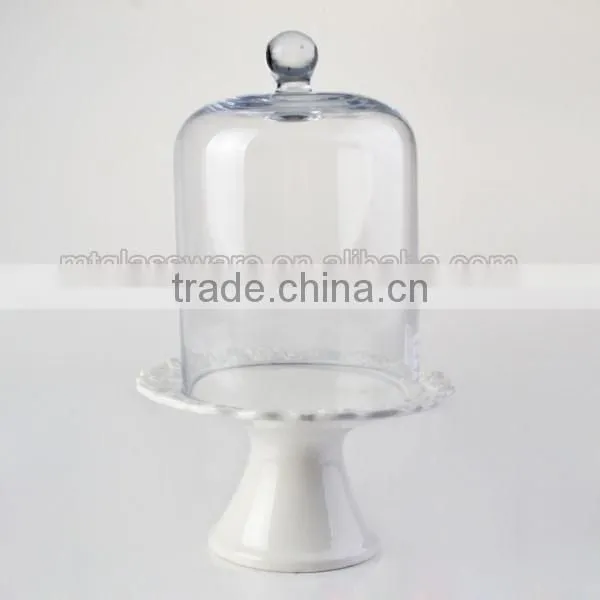 top grade high temperature resistance cake dome set glass cover with glass pedestal