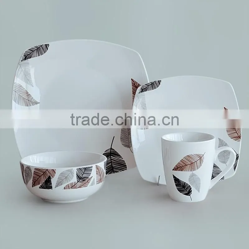 set of 20pcs square shape porcelain dinnerware set,porcelain dinner set,square porcelain dinnerware set