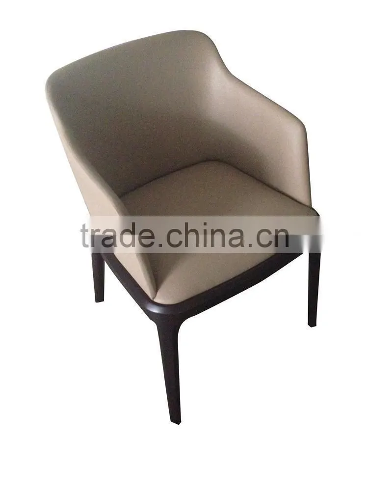 French elegant wooden leather dining chair