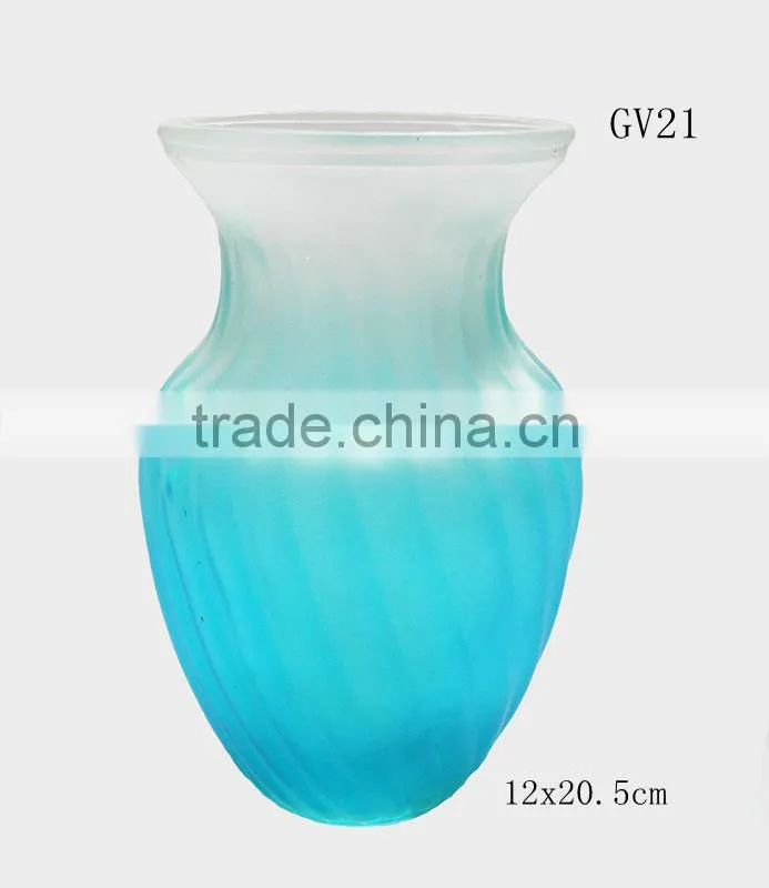 GV21 frosted blue glass vases decoratives