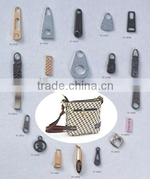 2012 new designs zipper pullers for bags,metal slider puller with low price