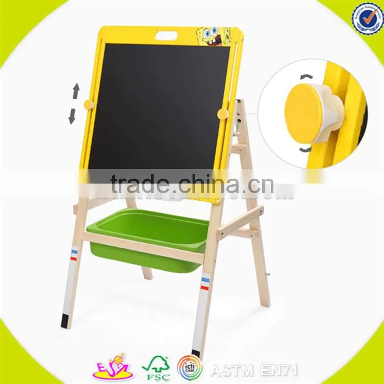 wholesale top quality kids wooden blackboard with storage box nice toddler wooden blackboard with storage box W12B056