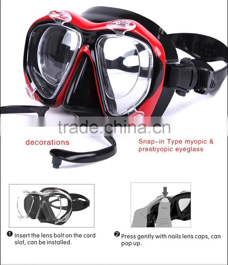 Hot CE approval 2016 hot sale Water Sports Training Snorkeling Equipment Anti-Fog Silicone Scuba Diving Mask Snorke