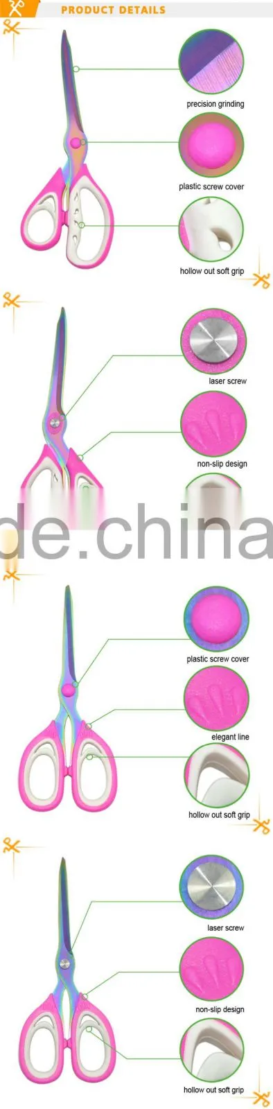New design titanium coated household scissors set