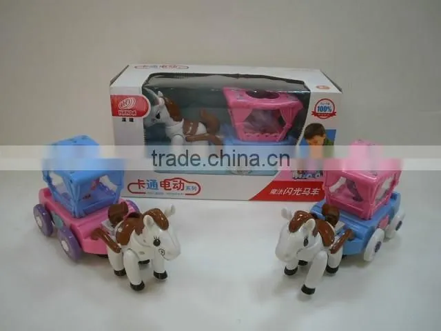 plastic horse toy on wheels