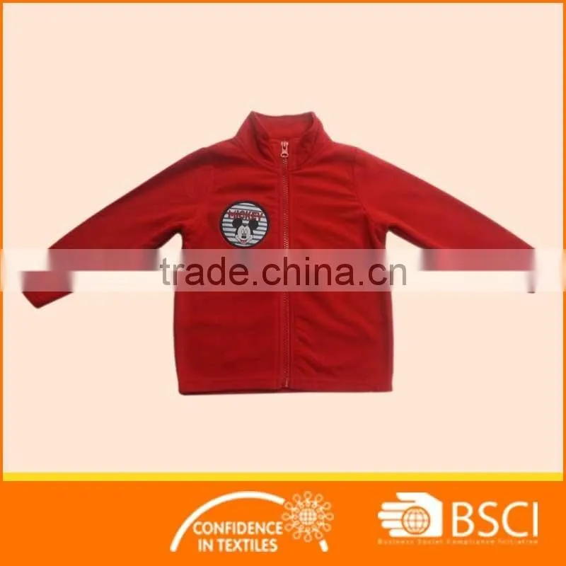 Spring And Autumn Plain Red Cartoon Polar Fleece Kids Jackets