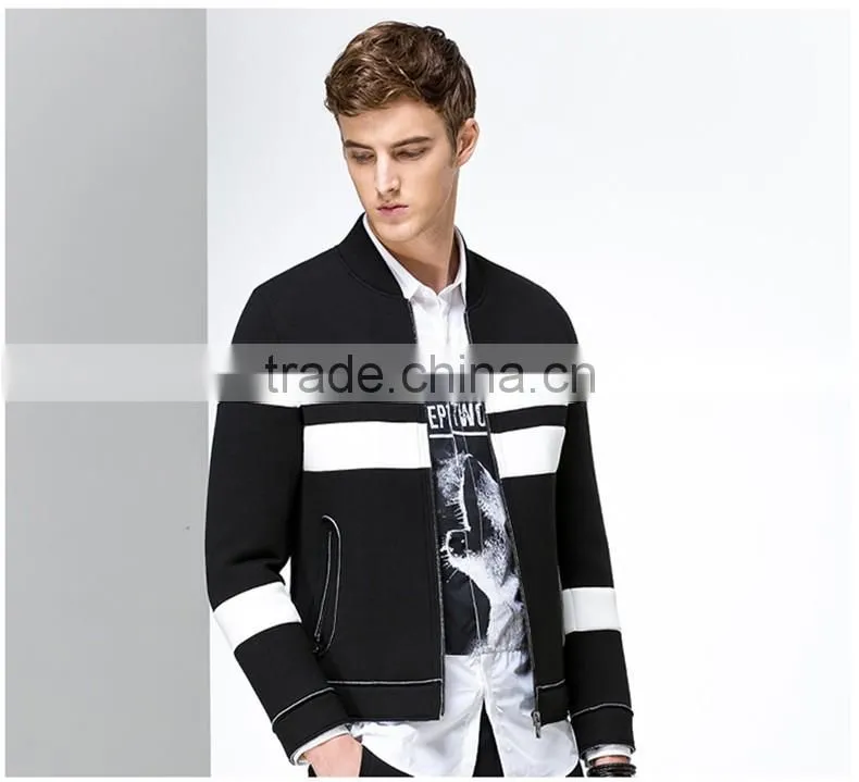 color block fleece men's jacket full zipper up bomber jacket for man