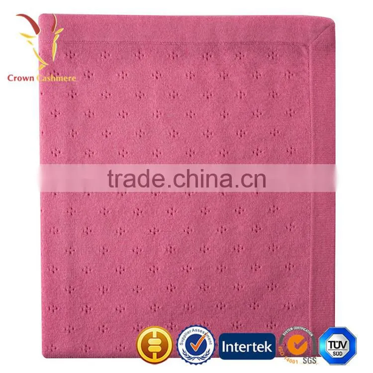 High Quality Soft Knitted Plain 100% Cashmere Wool Infant Baby Blanket