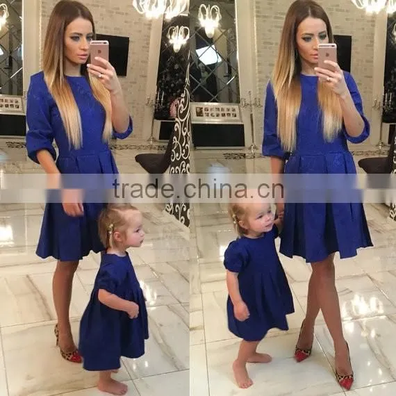 Pastel Pink/ Blue Family Outfits Mother And Daughter Dress Child Dress