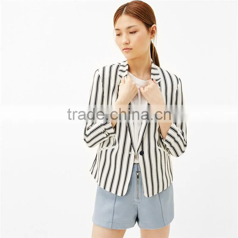 2017 custom designs women leisure 3/4 sleeve blazer jacket