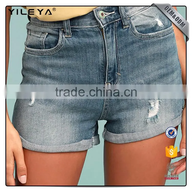 Denim jeans women factory,custom made black bull damage short jeans for girl