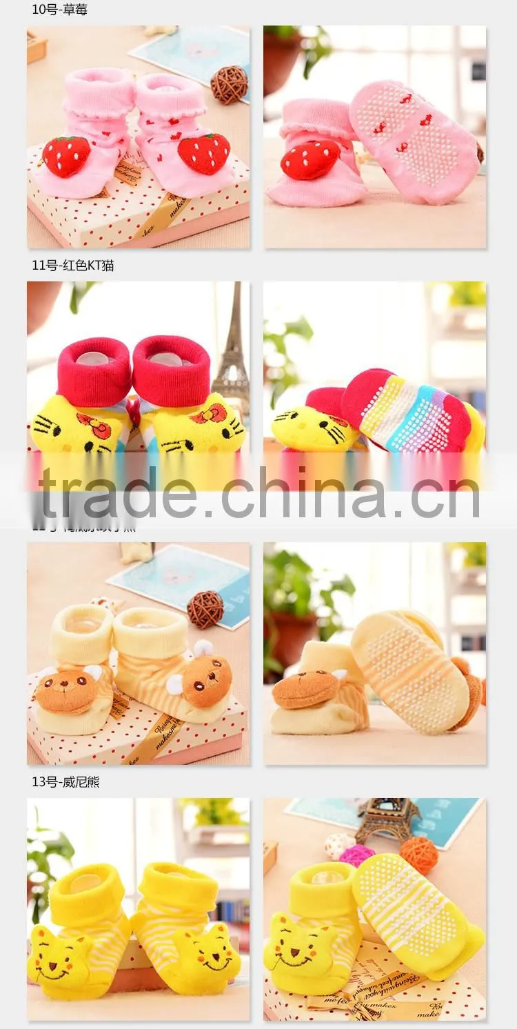 Wholesale cute cartoon baby anti-slip socks newborn baby three dimensional doll cotton tube socks