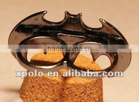 Retro Exaggerated Black Bat Ring Double Finger With Rhinestone