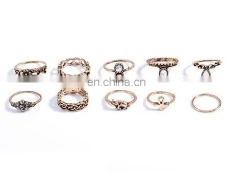 Punk Gold Silver Stack Above Knuckle Ring Band Midi Finger Rings 10PCS/Set