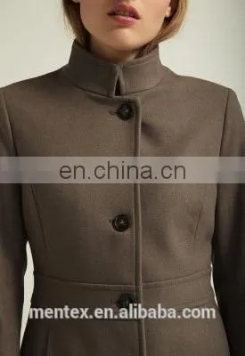 stand collar wool overcoat for lady