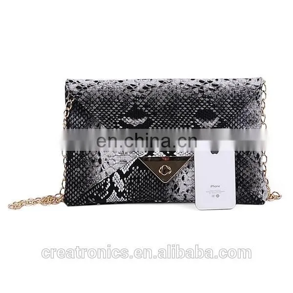 CR High reputation supplier snake skin envelope pattern customized top quality leather bags wholesale in egypt