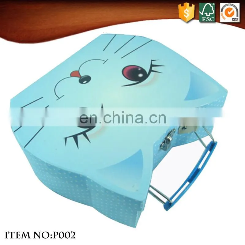 Hot sell popular blue lovely cat pattern cute cardboard suitcase box