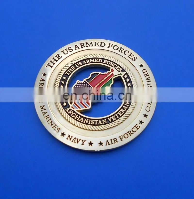 state of kuwait and United states flag enamel gold coin