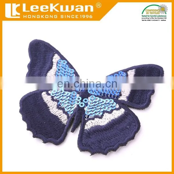 Butterfly design embroidery patches, full color sequin patch