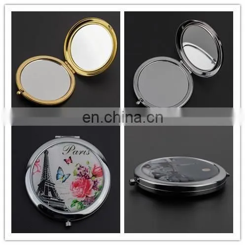 Custom logo blank metal personalized pocket mirror for lady decorative