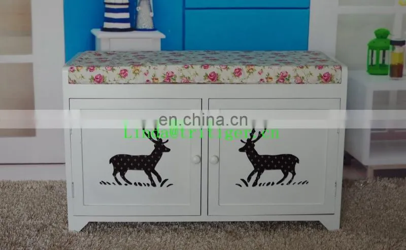 Wooden Shoe Storage Bench Stools Chest Cabinet With Cushions Seat Ottomans