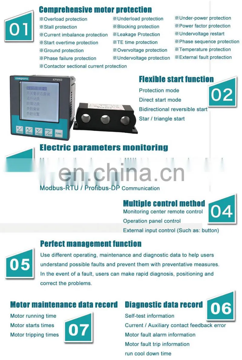 Anti-shaking low voltage motor protector 380V motor protection controller with CT mutual inductor