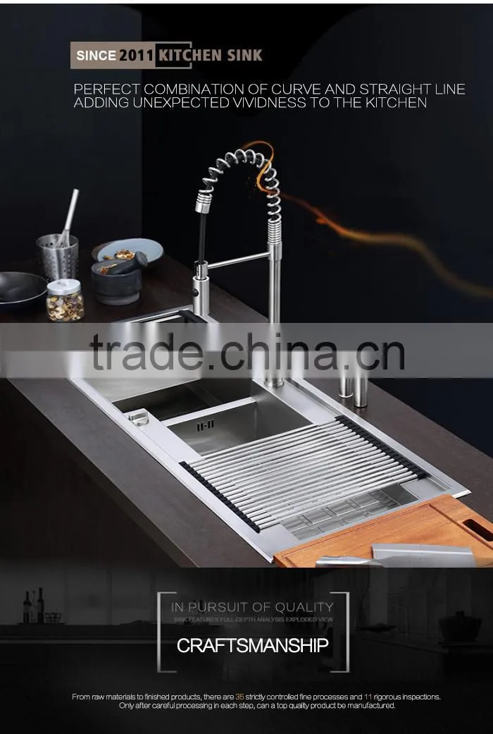 Customizable Double Bowl Kitchen Undermount Corner Sinks Stainless Steel Sink Wholesale With Drainboard