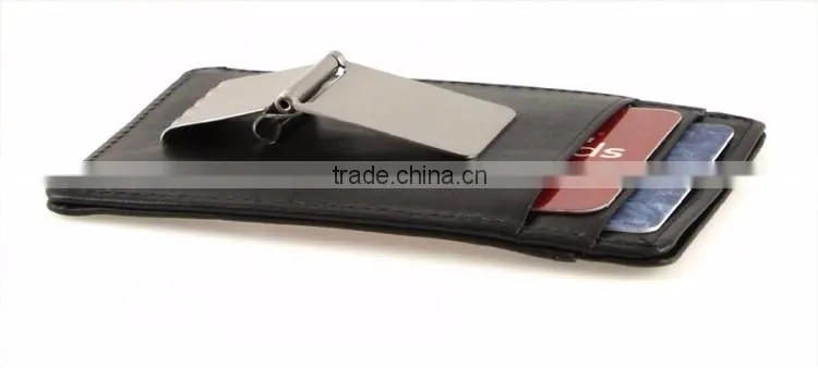 Functional cowhide money clip with ID window leather card holder money clip